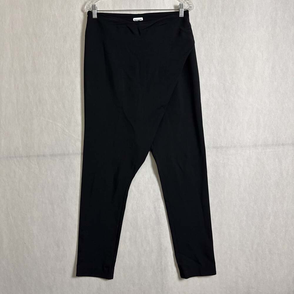 Sarah Pacini Women's Size 3 Black Wool High Waisted Drape Cross Over Pants